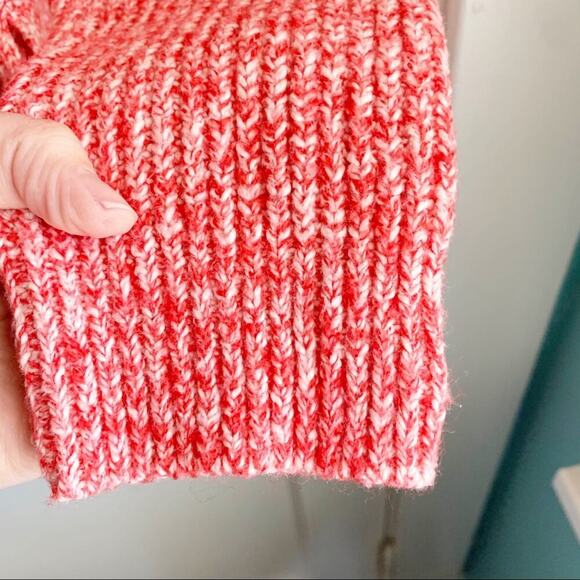 LOFT Knit Mock Neck Marled Chunky Sweater Side Vents Size Large L Cotton Blend - Picture 8 of 10